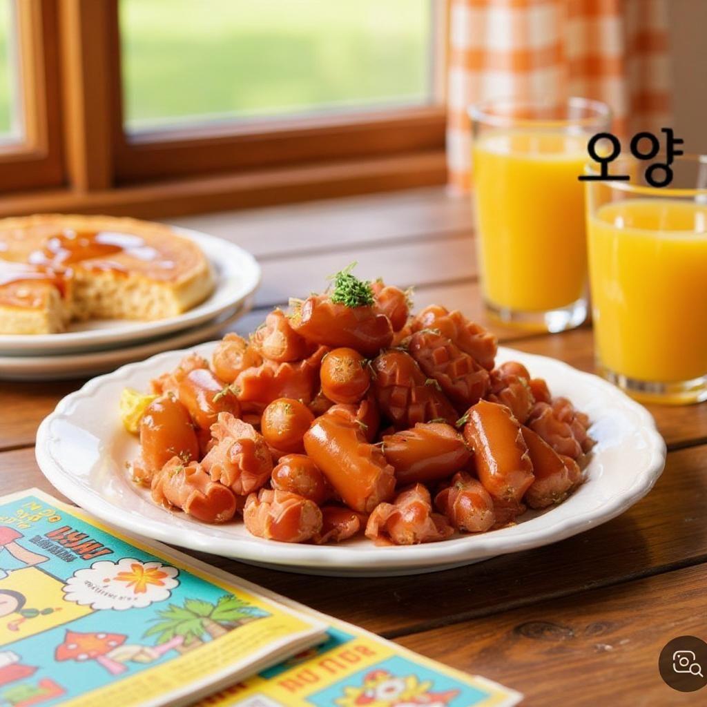 사조오양 칼집 요리비엔나 조리모습
